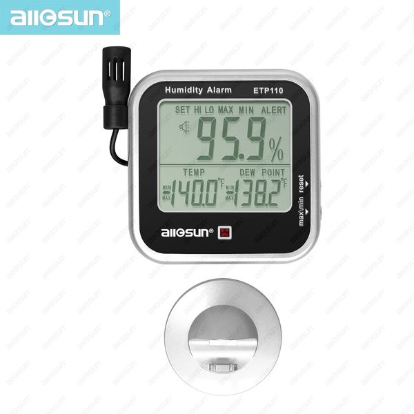

digital indoor thermo-hygrometer humidity and temperature monitor alarm large lcd display dew point tester all sun etp110