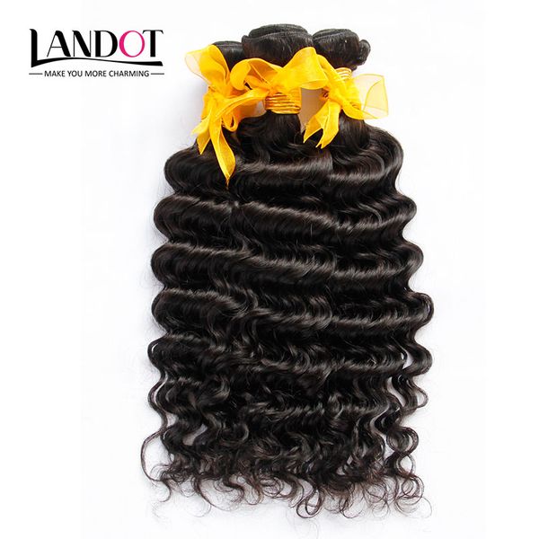 

4pcs lot 8-30inch malaysian virgin hair deep wave grade 6a unprocessed malaysian curly human hair weave natural color extensions double weft, Black
