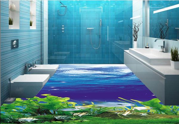 sol en vinyle salle de bain Sea world 3d sol pour salon et chambre