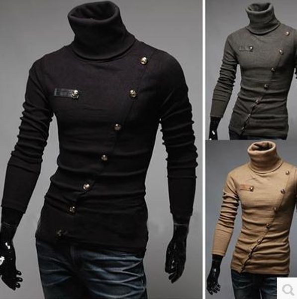 

wholesale-2015 new winter xiejin buttons more han edition cultivate one's morality men high collar shirt, White;black