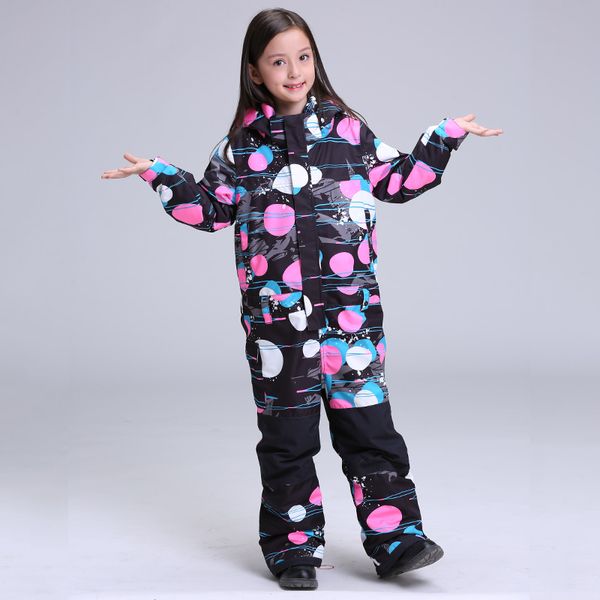 

wholesale- 2018 gsou snow kids ski suit girls children windproof waterproof snowboard jacket pant outdoor sport wear super warm suit set