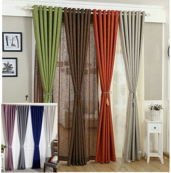 2019 Linen Curtains For Living Room Tulle Cloth Curtain White Red