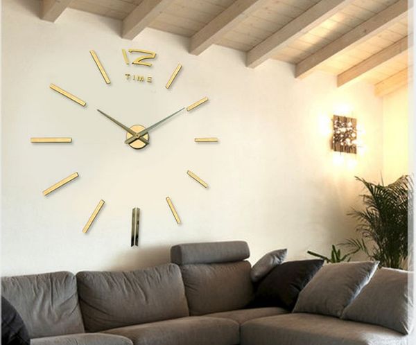 

diy 3d mirror acrylic sticker wall clocks (random color) golden 0201003