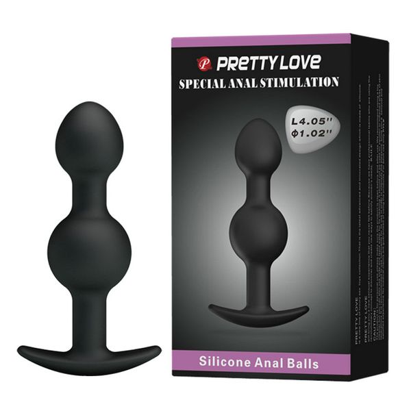 PREETY LOVE Doppia palla anale nera Butt Plug giocattoli erotici prodotti intimi per il sesso anale pene Giocattoli adulti del sesso per donne o uomini q1711243