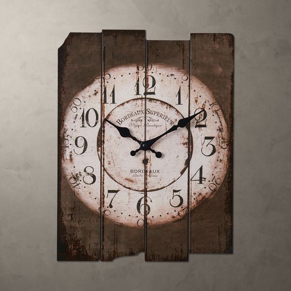

country style gray wood wall clock rectangular 30*39cm 0201010