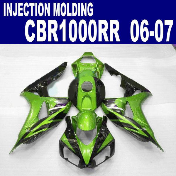 

injection molding plastic fairings set for honda 2006 2007 cbr1000rr motorcycle parts 06 07 cbr 1000 rr green black fairing kit bb56