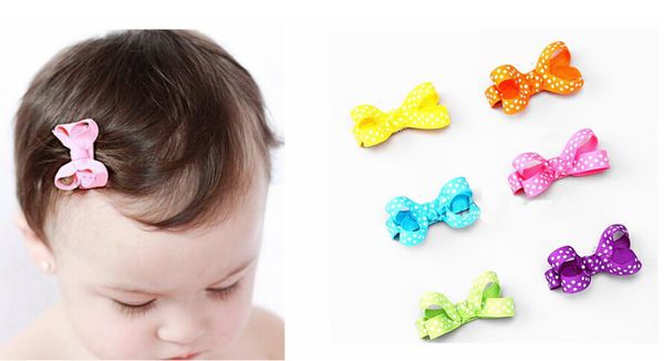 100 Stück 5,1 cm Wellenpunkt-Punkt-Haarschleifen-Clip für Babys, Mini-Haarbögen, Ripsband, Boutique-Bowknot mit Krokodilklemme, Kopfbedeckungszubehör HD3346