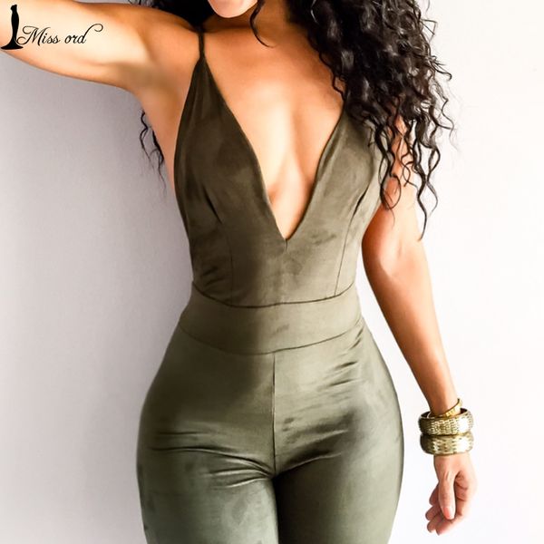 

wholesale-missord 2015 deep v halter cross suede jumpsuits ft3604, Black;white