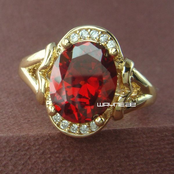 

sz 7 дорогой красный сапфир 18k золото заполненные женские модные кольца подарок (r265, Silver