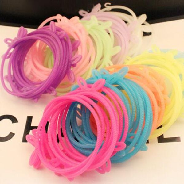 Cheap Candy Color Rabbit Ear Silicone Bracelet Rainbow Loom Glow