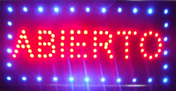 Plástico quadro PvC customerized LED ABIERTO SIGN BOARD luz de neon slogans atraentes TAMANHO 19 