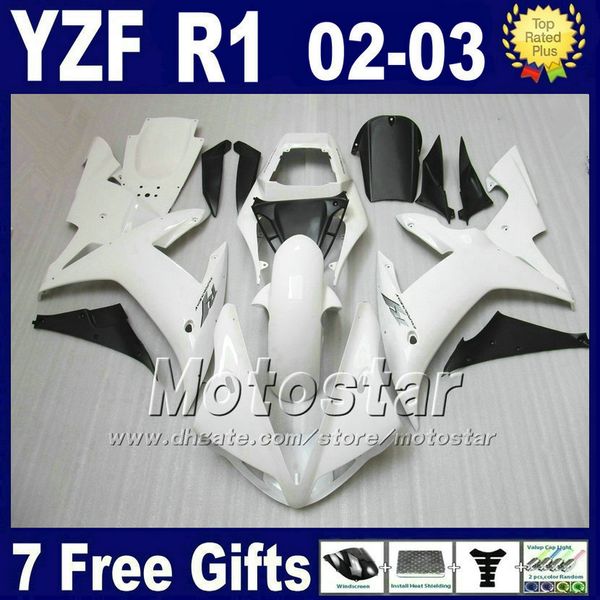 Weiße Spritzgussverkleidungen für Yamaha R1 2002 2003 Bodykits yzf1000 02 03 yzf r1 Verkleidungsset 4H6A Karosserie + 7 Geschenke