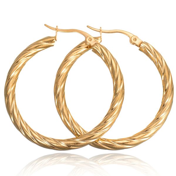 

wholesale- new classic style 316l stainless steel hoops earrings silver loop earrings bamboo hip hop earrings, Golden;silver