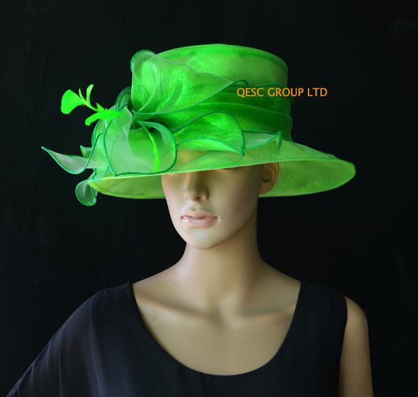 

Новое поступление Зеленая церковь платье органза шляпа чародей для свадьбы, дерб