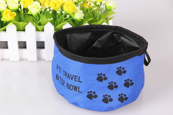 

wholesale-cloth waterproof portable pet dog or cat bowl water drinking candy color goods for pet dog bowl for dogs mbqcw044