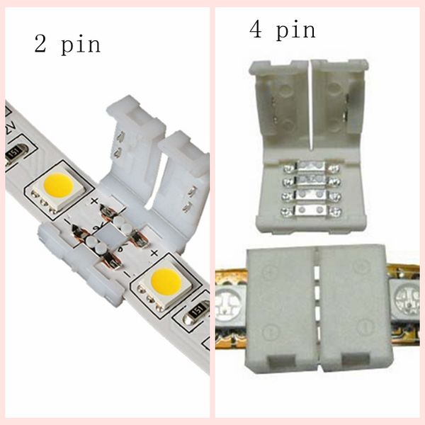 Conectores de tira LED para 8mm 3528 10mm 5050 SMD e 4PIN DC RGB 5050 LED tiras de luz sem soldagem rápida LED Navio livre