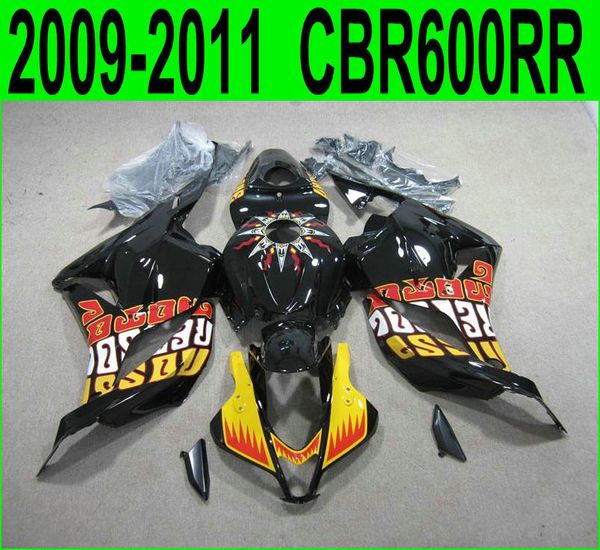 7 Geschenke + Motorradverkleidungen für Honda Spritzguss CBR600RR 09-11 Gelb Schwarz Verkleidungsset CBR 600 RR 2009 2010 2011 YR48