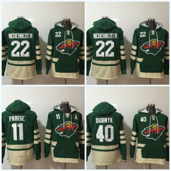 

Mens' Minnesota Wild Jerseys #22 Nino Niederreiter #11 Zach Parise #40 Devan Dubnyk Hoodie Sweater Hockey Jersey Free Shipping