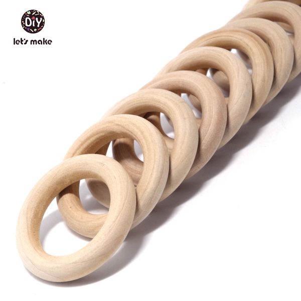 

wholesale-20pc/lot wood rings - 40mm unfinished wooden rings - diy maple teething ring round natural wood beads toys for baby smooth, Silver