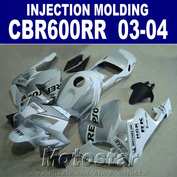 Montaggio gratuito del cappuccio grigio destro per carenatura HONDA CBR 600RR 2003 2004 Stampaggio a iniezione 03 04 CBR600RR ABS bodykit 7Gifts QJ8E