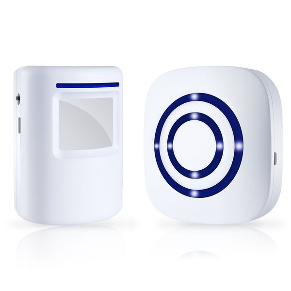 Allarme vialetto wireless, Bohndeiny allarme vialetto di sicurezza domestica, campanello per porta visitatore con 1 ricevitore plug-in e 1 sensore di movimento PIR Det