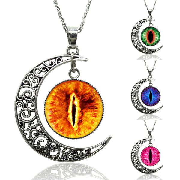 

wholesale-2015 fashion women vintage silver harajuku the evil eye the pupil moon pendant long necklaces jewelry s0115