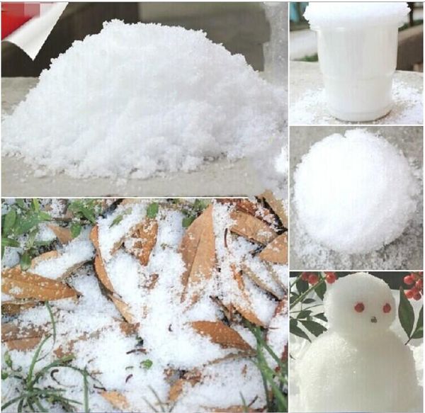 2015 Decoração de Natal Instant Neve Magic Prop Diy Instantim Artificial Snow Pó Simulação Falsa neve para a noite festa 10g / saco