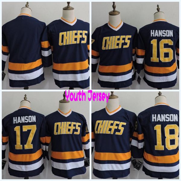 

Youth Hanson Brothers Charlestown CHIEFS #16 Jack Hanson #17 Steve #18 Jeff #Blank Hanson Slap Shot Movie Hockey Jerseys
