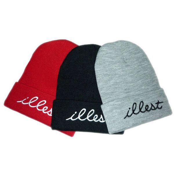 

wholesale illest beanie black grey hats knitted hats men women new beanies caps skull caps fashion casual outdoor hats, Blue;gray