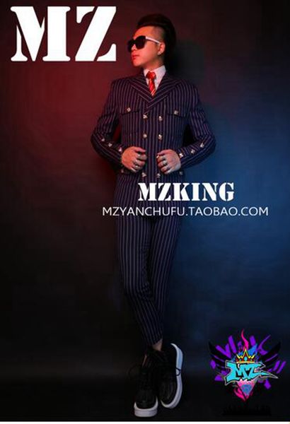 

male singer fashionable nightclub in europe and the runway looks suits purplish blue bar costumes. s - 6 xl, Black;red