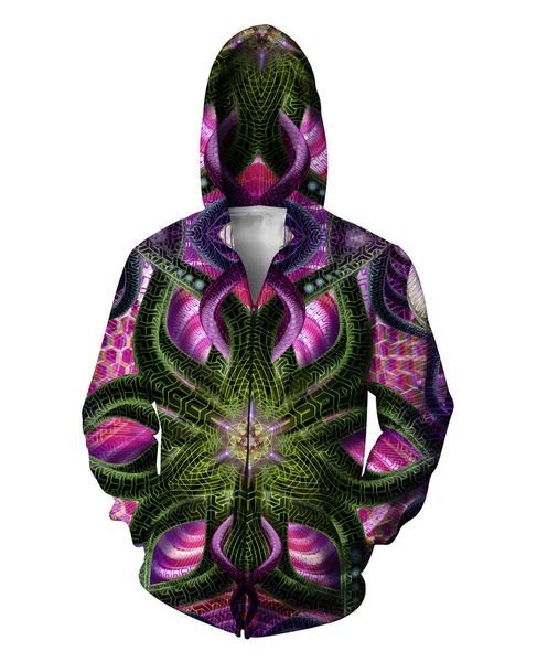 

wholesale-biofurnace double sided hoodie colorful geometric shapes 3d print outfits women men hoodies zipper sweatshirts, Black