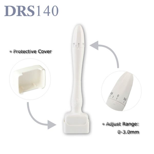 

Adjustable 140 Derma Stamp Micro Needle Roller 0-3.0mm Needle Length Stainless Steel Needle White PC Handle
