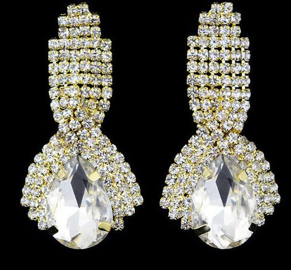 

fashion women/girl's 18k rose gold plated blue sapphire cz stone pierced dangle rhinestone crystal drop earrings jewelry gift ing, Silver