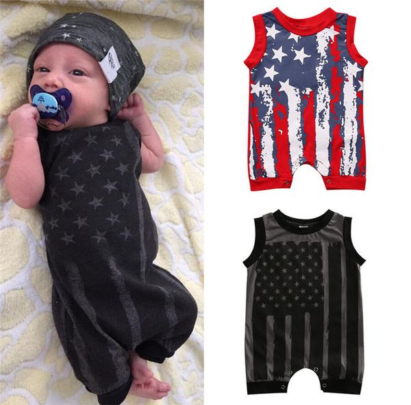 

cute baby rompers star-spangled banner sleeveless cotton romper jumpsuit outfits baby boy clothes girls clothing infant toddler clothes, Blue