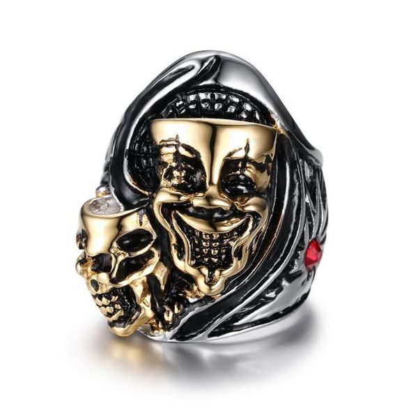 

Кольца-призраки в виде черепа с двумя головами из нержавеющей стали