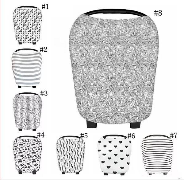 

multi-use stretchy cotton baby nursing breastfeeding privacy cover scarf blanket stripe infinity scarf baby car seat cover nursing cover, White