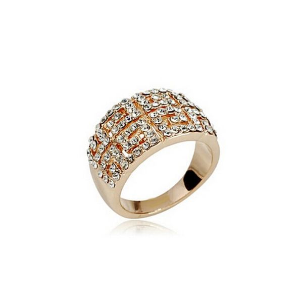 

18k gold plated austira crystal rings full rhinestone alloy material wedding rings for women gift 1273, Slivery;golden