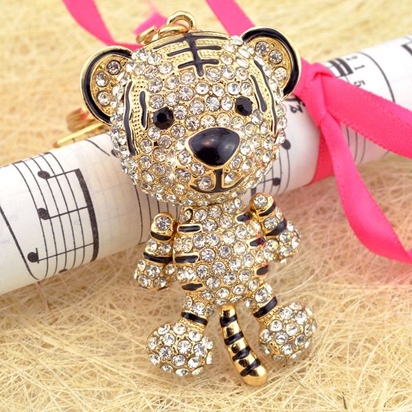 

drop shipping, full rhinestone car keyring,cool tiger keychain ,purse/handbag charms /accessory, nice gift,alloy crystal keyring, Slivery;golden