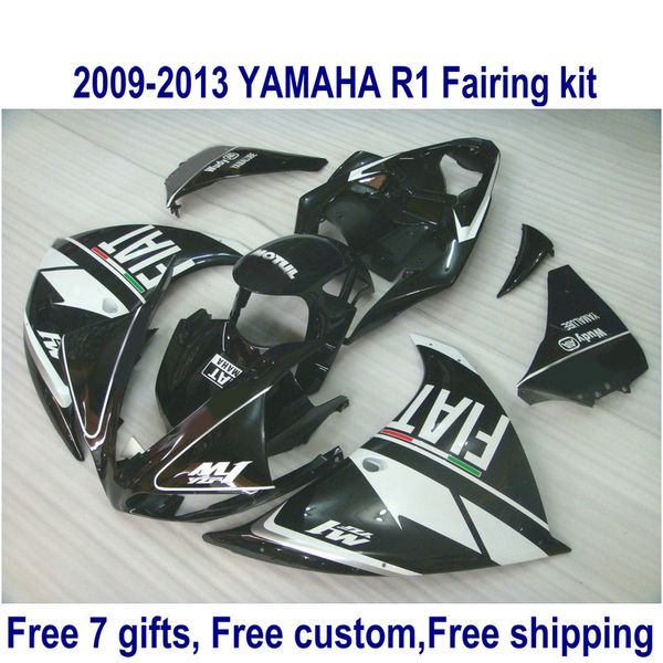 

abs full fairing kit for yamaha yzf-r1 2009-2011 2012 2013 glossy black yzf r1 plastic fairings set 09-13 ha8