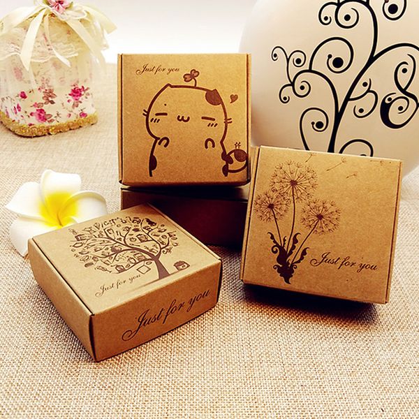 

wholesale- kraft paper gift box wedding candy party favor handmade soap packing carton printing brown boxes