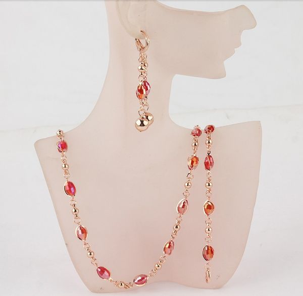 

Бесплатная доставка Мода женщин 18k золото наполнил красный ожерелье браслет серьги свадьбы / невеста наборы подарков