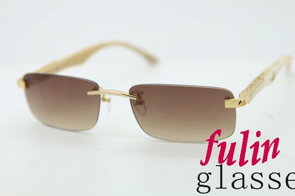 

2015 new fashion the artist white buffalo horn sunglasses eyeglasses rimless brand glasses frame size:56-18-135mm, White;black