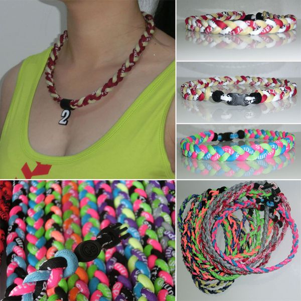 

tornado titanium braided necklaces 3 ropes sports power customize necklaces, Silver