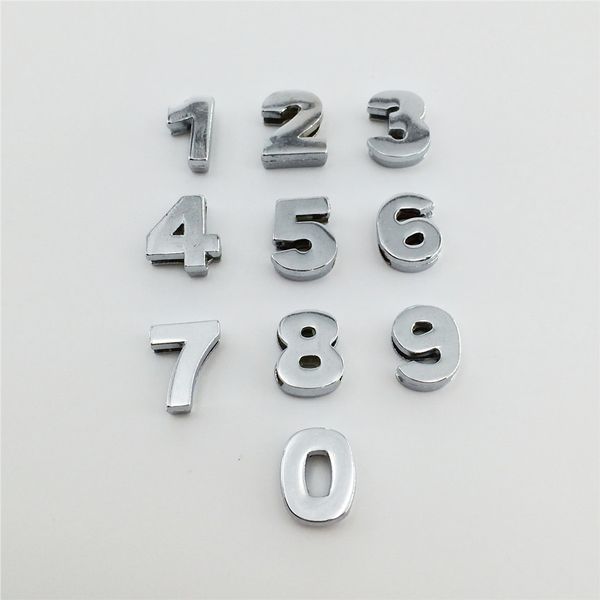

Wholesale 50PCS/Lot 10MM Slide Numbers "0-9" 10MM DIY Slide Charms Fit 10MM DIY Wristband Bracelet Belt You Can Choose Numbers SN05