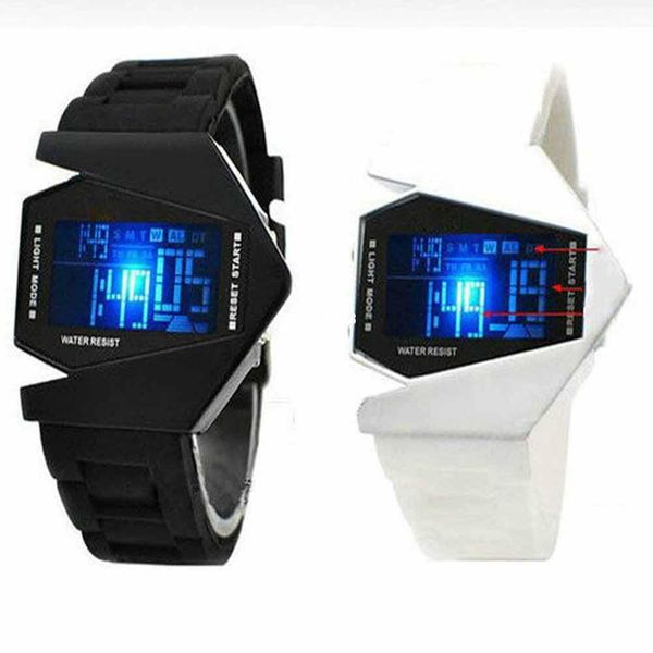 

fashion stealth plane aircraft bomber shape sports led digital watch silicone wristwatch date chronograph women/men watches, Slivery;brown