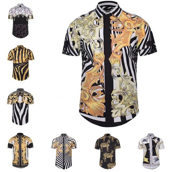 

Мужская Марка повседневная рубашка дизайн 3D печати с коротким рукавом рубашки Slim