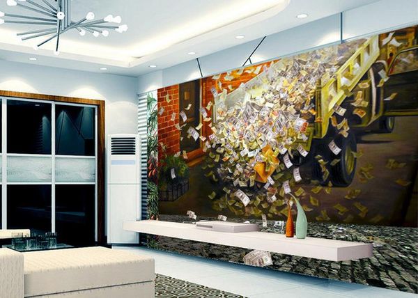 

three-dimensional rmb pipe chinese wall modern wallpaper for living room
