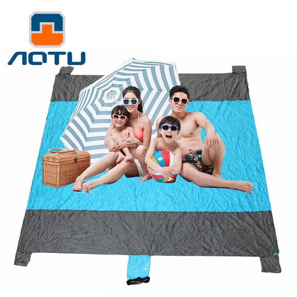 

wholesale- new outdoor camping nylon parachute multifunctional beach quick dry picnic tent mattress lightweight 2.4m * 2.3m w 4 gound nails