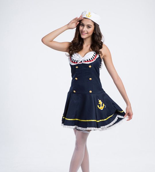 

the european and american ladies fancy sailors costume navy cosplay costume uniforms temptation navy sailor dress service clothing, Black;red