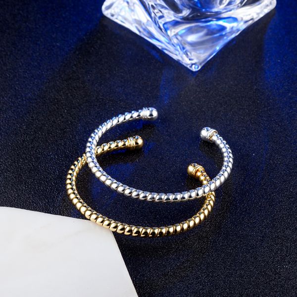 

10pcs/lot gift factory price 925 silver charm bangle personality caterpillar 18k gold bracelet fashion jewelry 1830, Black